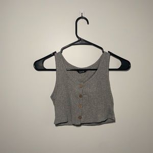 SHEIN cropped gray button up tank top size S